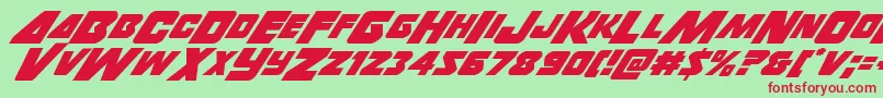 Fonte Thunderstrikeitalic – fontes vermelhas em um fundo verde