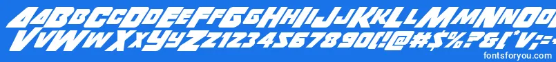 Шрифт Thunderstrikeitalic – белые шрифты на синем фоне