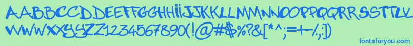 Abuse Font – Blue Fonts on Green Background