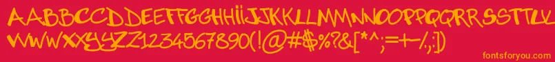 Abuse Font – Orange Fonts on Red Background