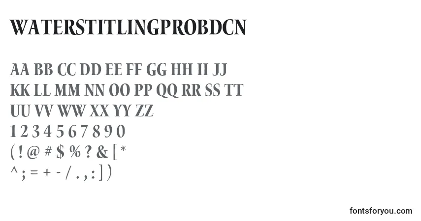 Czcionka WaterstitlingproBdcn – alfabet, cyfry, specjalne znaki