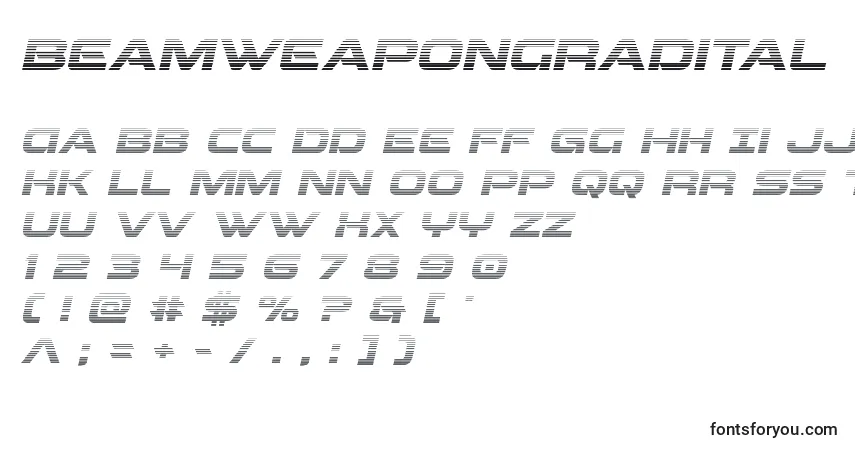 Schriftart Beamweapongradital – Alphabet, Zahlen, spezielle Symbole