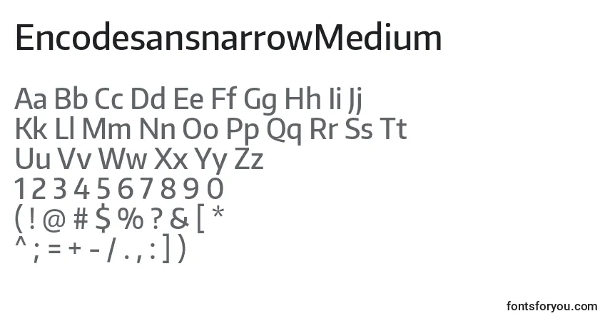 A fonte EncodesansnarrowMedium – alfabeto, números, caracteres especiais