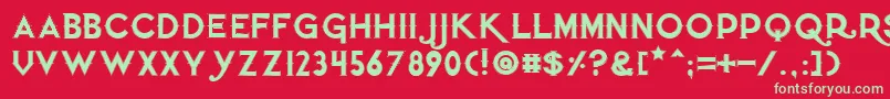 フォントQuietthiefoutlinedtight – 赤い背景に緑の文字