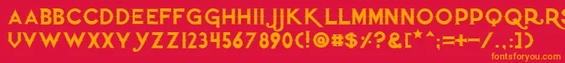 フォントQuietthiefoutlinedtight – 赤い背景にオレンジの文字