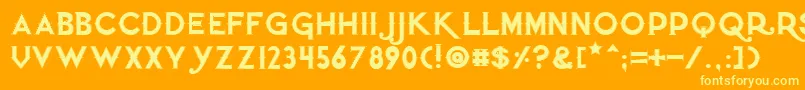 Quietthiefoutlinedtight-Schriftart – Gelbe Schriften auf orangefarbenem Hintergrund