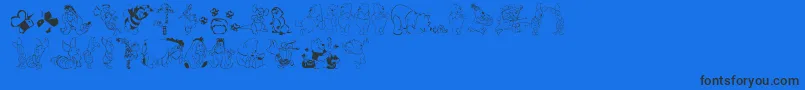 Pooh-Schriftart – Schwarze Schriften auf blauem Hintergrund