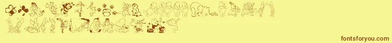 Pooh Font – Brown Fonts on Yellow Background