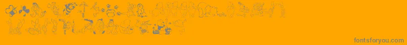 Pooh-Schriftart – Graue Schriften auf orangefarbenem Hintergrund