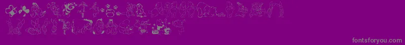 Pooh-Schriftart – Graue Schriften auf violettem Hintergrund