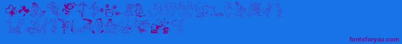 Pooh-Schriftart – Violette Schriften auf blauem Hintergrund