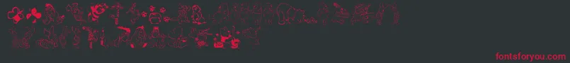 Pooh-Schriftart – Rote Schriften auf schwarzem Hintergrund