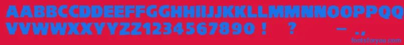 Fonte VtcKomikaheadlinerchewdfat – fontes azuis em um fundo vermelho