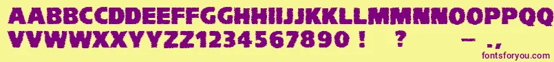 VtcKomikaheadlinerchewdfat Font – Purple Fonts on Yellow Background