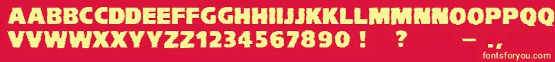 VtcKomikaheadlinerchewdfat Font – Yellow Fonts on Red Background