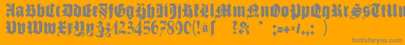 Schmalegotischmk-Schriftart – Graue Schriften auf orangefarbenem Hintergrund