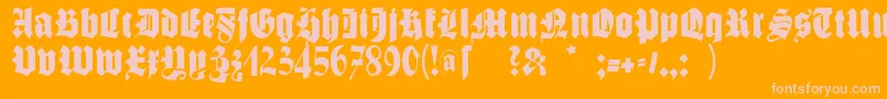 Weitere Informationen zur Schmalegotischmk-Schriftart Schmalegotischmk-Schriftart – Rosa Schriften auf orangefarbenem Hintergrund