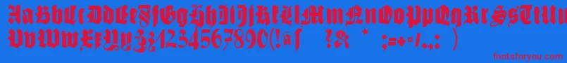 Schmalegotischmk Font – Red Fonts on Blue Background