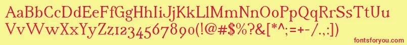 IrianisadfstdRegular Font – Red Fonts on Yellow Background