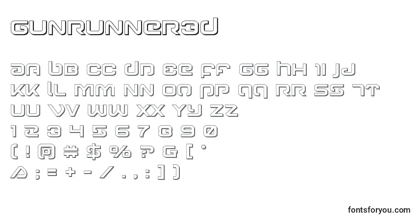 Czcionka Gunrunner3D – alfabet, cyfry, specjalne znaki