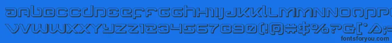 Gunrunner3D-Schriftart – Schwarze Schriften auf blauem Hintergrund