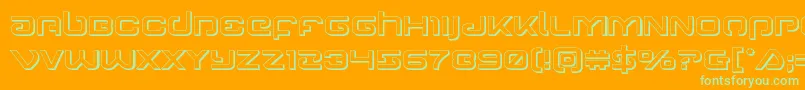 Gunrunner3D-Schriftart – Grüne Schriften auf orangefarbenem Hintergrund