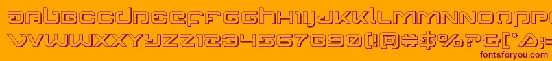 Gunrunner3D-Schriftart – Violette Schriften auf orangefarbenem Hintergrund