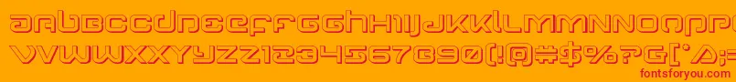 Gunrunner3D-Schriftart – Rote Schriften auf orangefarbenem Hintergrund