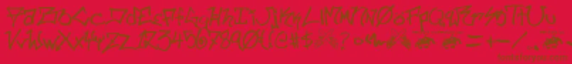 Ill.Skillz.Fontvir.Us-Schriftart – Braune Schriften auf rotem Hintergrund