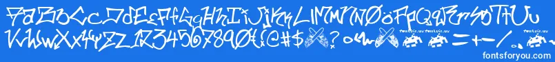 フォントIll.Skillz.Fontvir.Us – 青い背景に白い文字