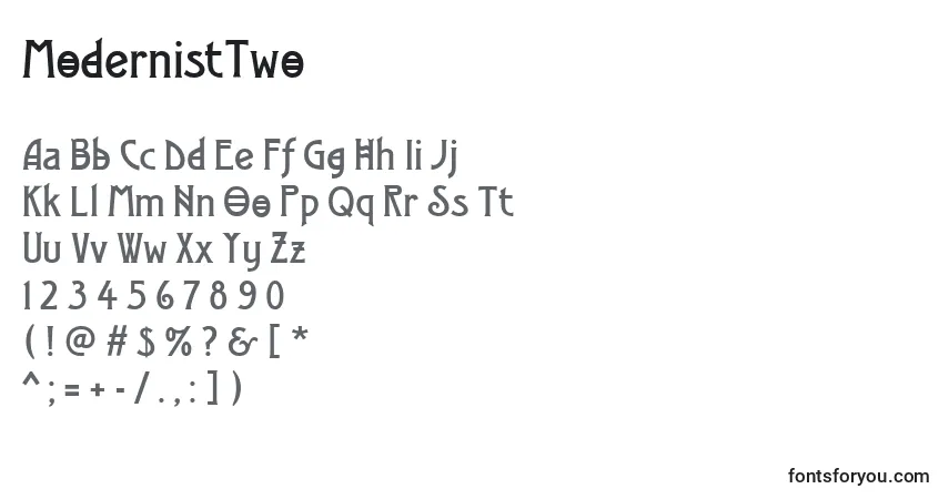 Шрифт ModernistTwo – алфавит, цифры, специальные символы