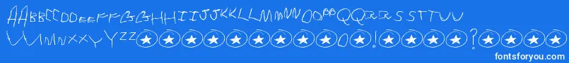 Tommys-fontti – valkoiset fontit sinisellä taustalla