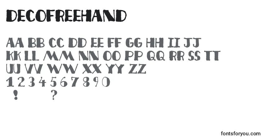 A fonte DecoFreehand – alfabeto, números, caracteres especiais