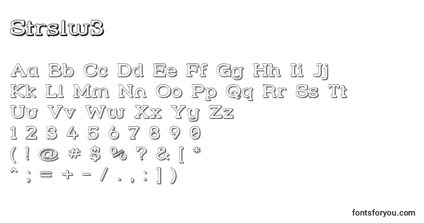 Czcionka Strslw3 – alfabet, cyfry, specjalne znaki