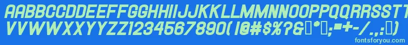 HallandaleHeavyItalicJl Font – Green Fonts on Blue Background