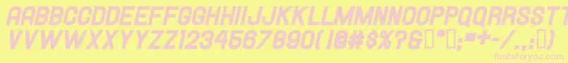 HallandaleHeavyItalicJl Font – Pink Fonts on Yellow Background