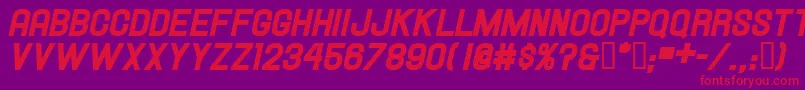 HallandaleHeavyItalicJl Font – Red Fonts on Purple Background