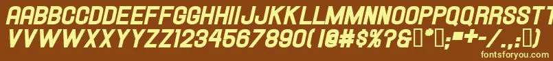 HallandaleHeavyItalicJl-fontti – keltaiset fontit ruskealla taustalla