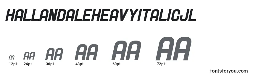 Размеры шрифта HallandaleHeavyItalicJl