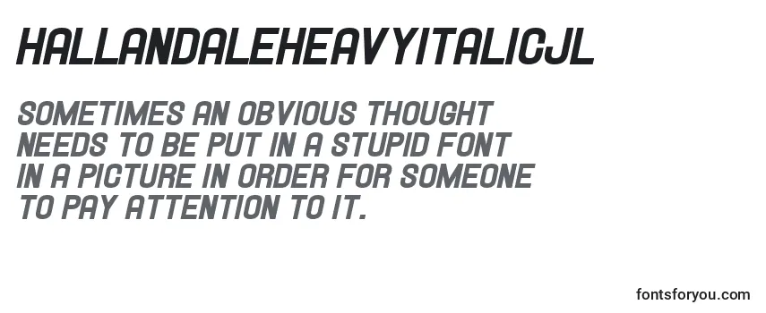 Review of the HallandaleHeavyItalicJl Font