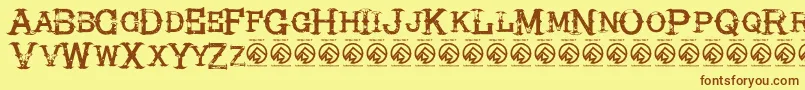 HireacowboyRegular Font – Brown Fonts on Yellow Background