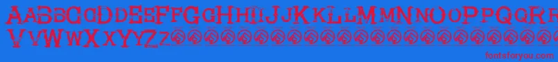 フォントHireacowboyRegular – 赤い文字の青い背景