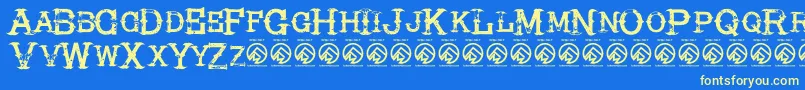 HireacowboyRegular Font – Yellow Fonts on Blue Background