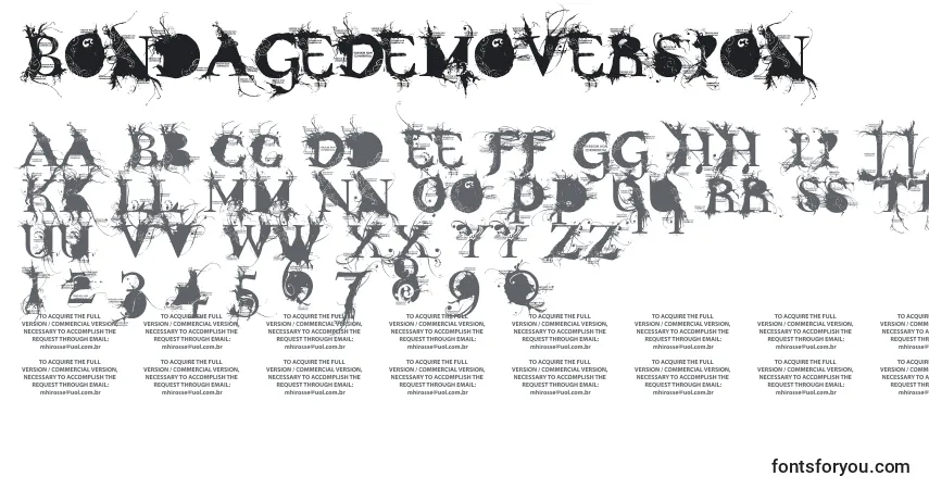 Schriftart BondageDemoVersion – Alphabet, Zahlen, spezielle Symbole