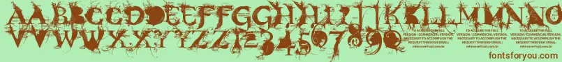 BondageDemoVersion-fontti – ruskeat fontit vihreällä taustalla