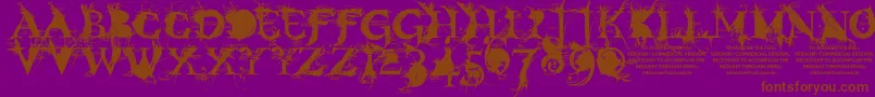 BondageDemoVersion-fontti – ruskeat fontit violetilla taustalla