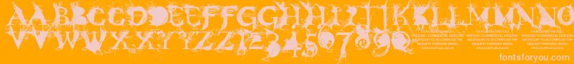 BondageDemoVersion-fontti – vaaleanpunaiset fontit oranssilla taustalla