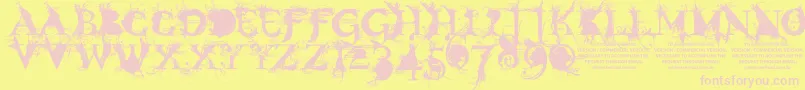BondageDemoVersion-fontti – vaaleanpunaiset fontit keltaisella taustalla