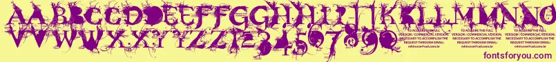 BondageDemoVersion Font – Purple Fonts on Yellow Background