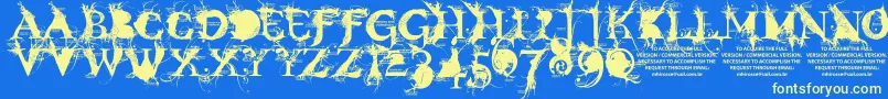 BondageDemoVersion Font – Yellow Fonts on Blue Background